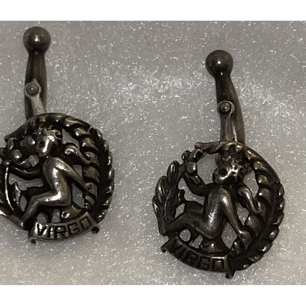 Rare Cini Sterling‎ Virgo Zodiac Wreath Cufflinks 925 Signed Mid Century